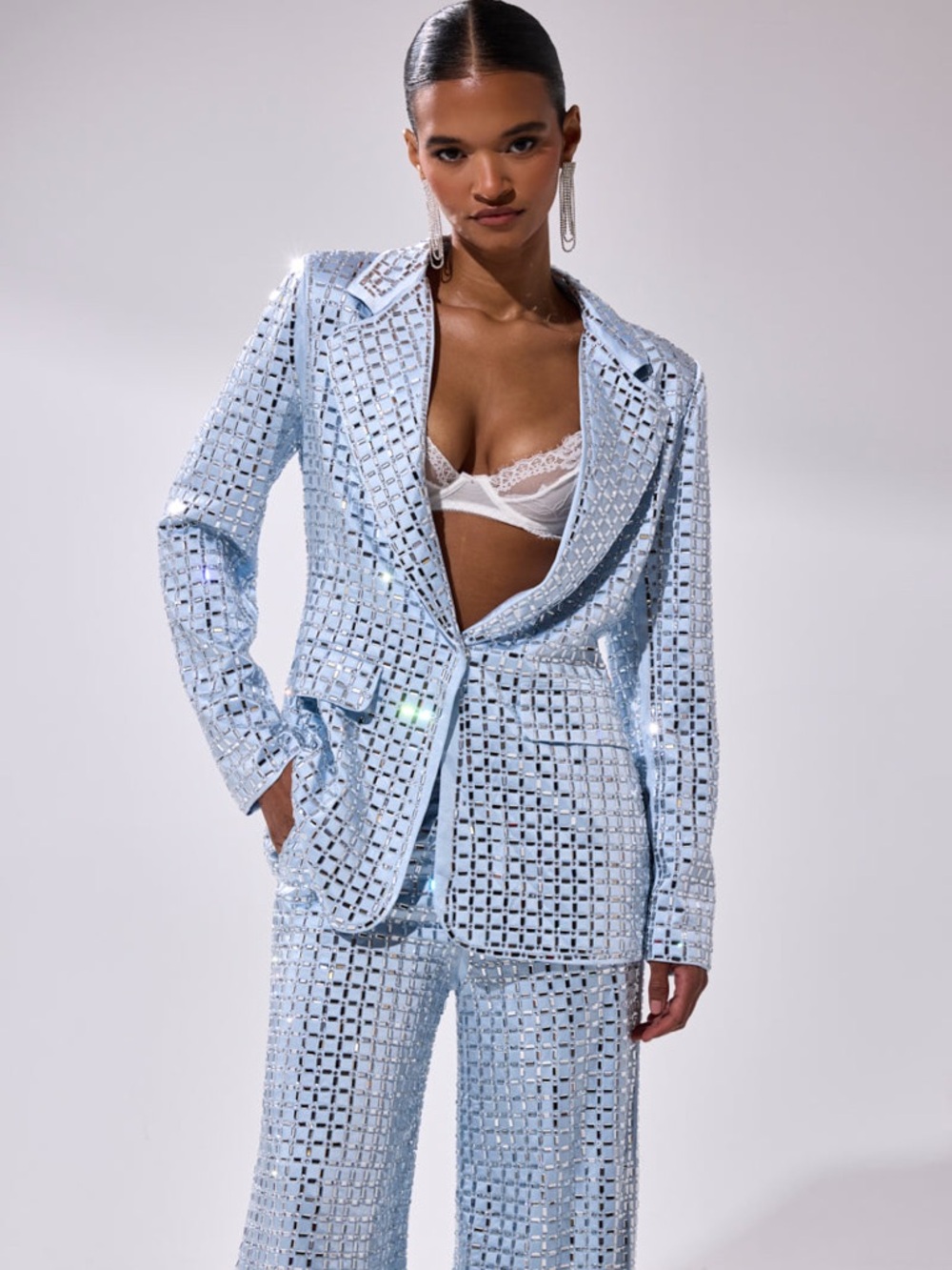 LILA embellished satin blazer